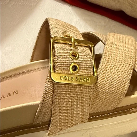 Cole Haan Fraya Slide Sandals with Gold Buckle - Picture 7 of 10